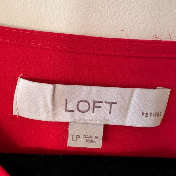 Loft Petite Red  Work Blouse - Picture 4 of 7